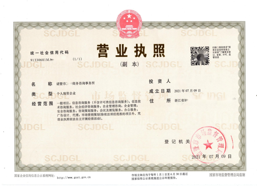 個人獨資企業(yè)商務咨詢類經(jīng)營范圍大全